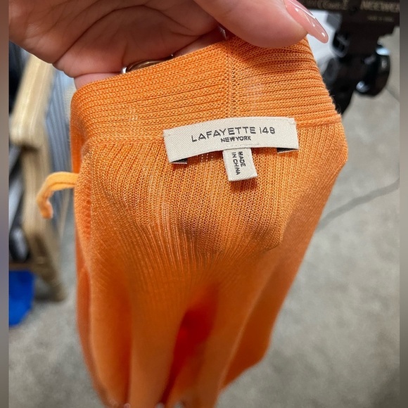 Lafayette 148 Tank Top And Cardigan Sweater Tangerine Orange Knit Size Small - Picture 6 of 6